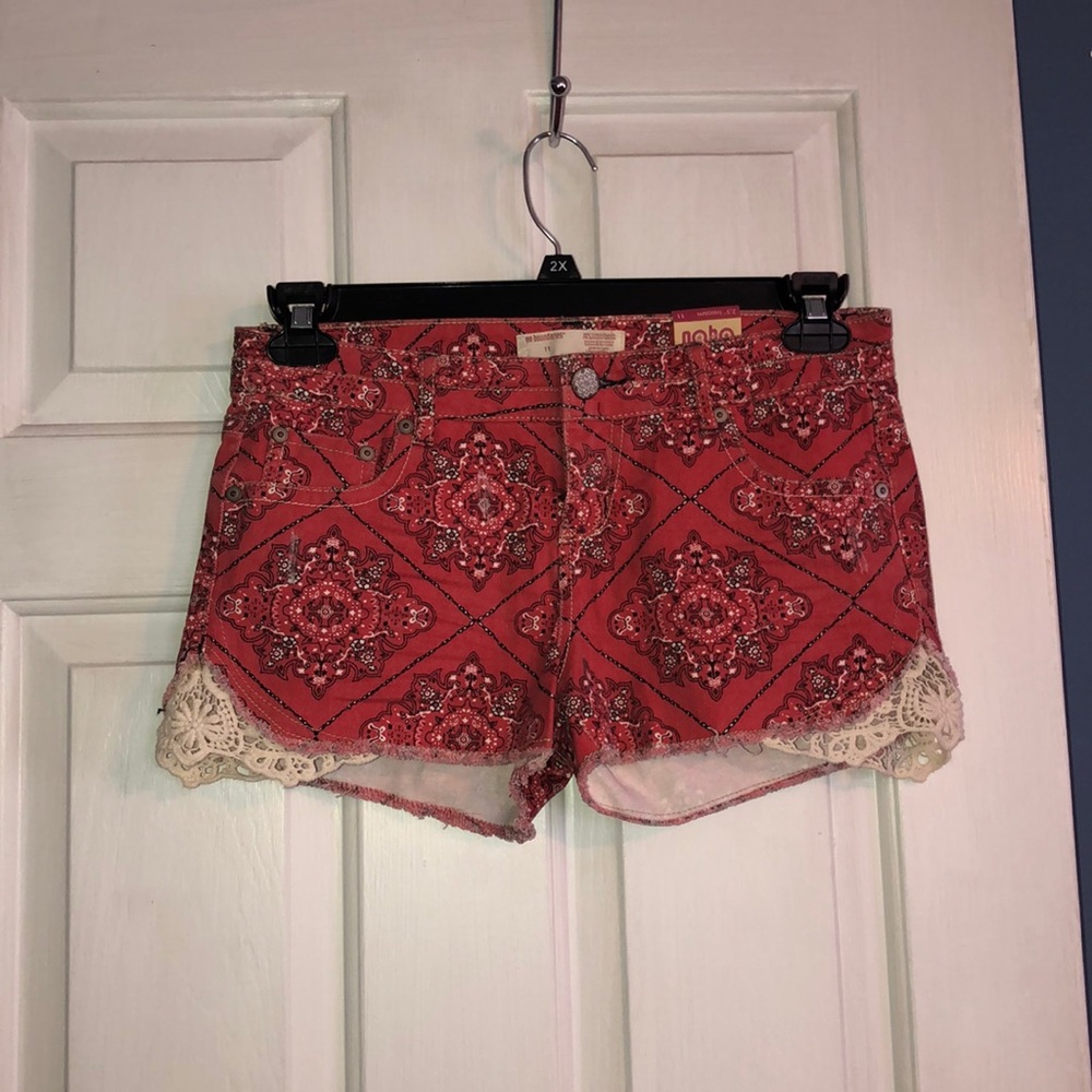 Patterned Jean Shorts